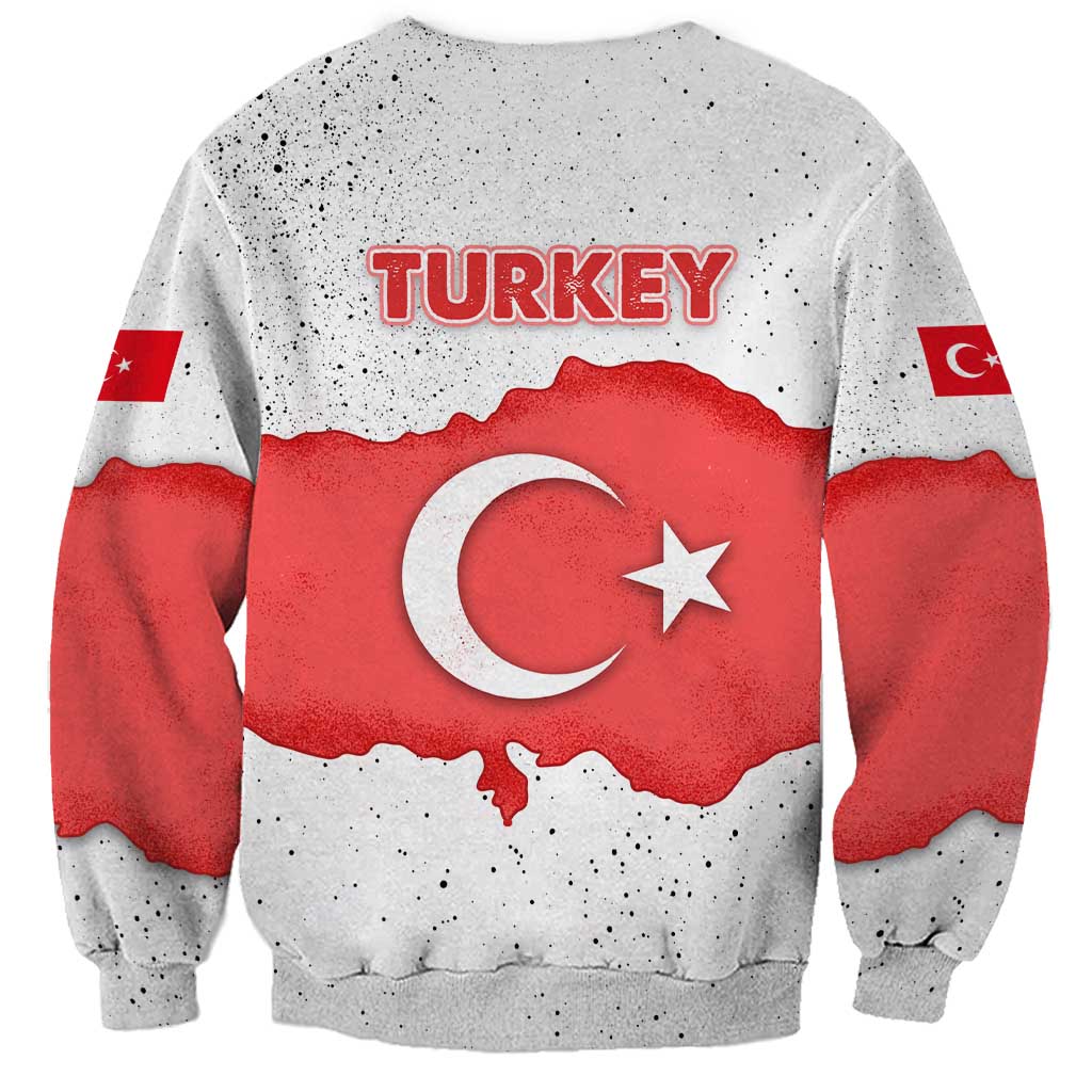 Turkey Flag Map Red and White Sweatshirt with National Symbol