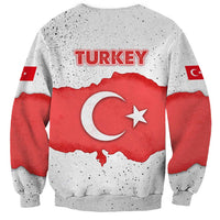 Turkey Flag Map Red and White Sweatshirt with National Symbol