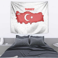 Turkey Flag Map Red and White Tapestry with National Symbol