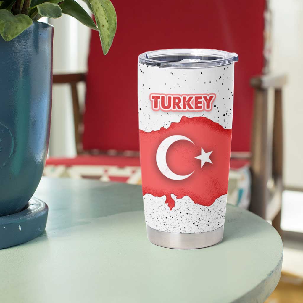 Turkey Flag Map Red and White Tumbler Cup with National Symbol