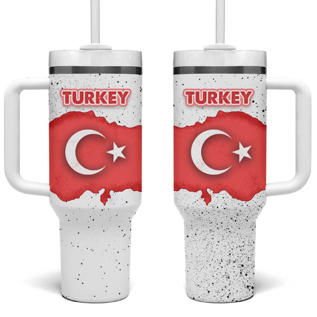 Turkey Flag Map Red and White Tumbler With Handle with National Symbol