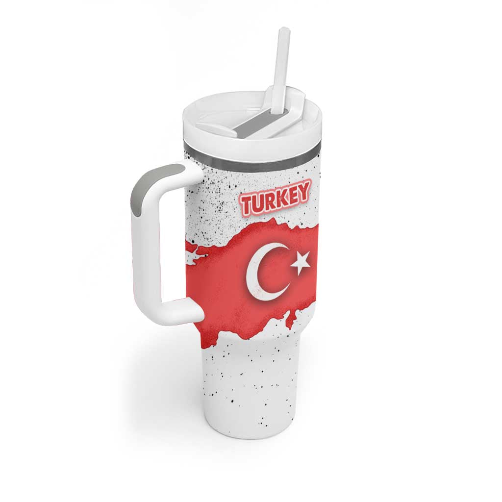 Turkey Flag Map Red and White Tumbler With Handle with National Symbol