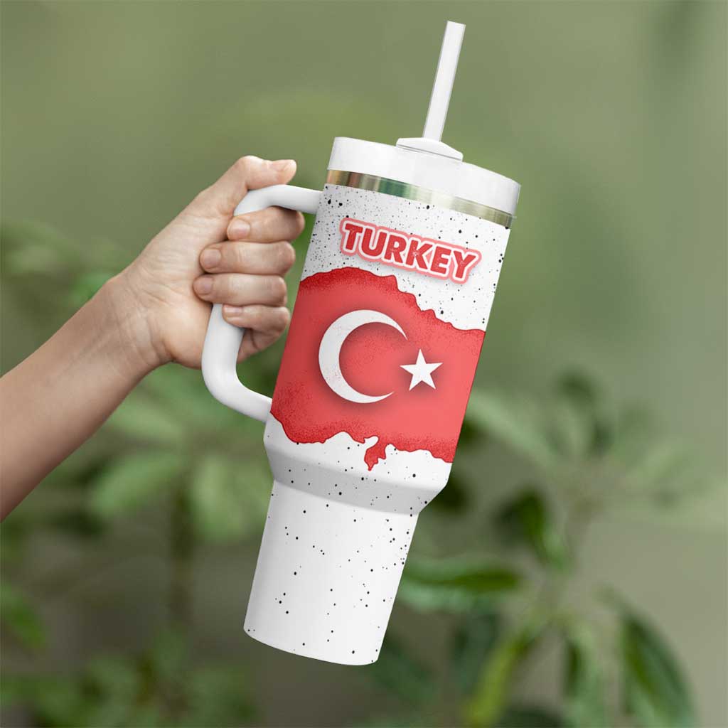 Turkey Flag Map Red and White Tumbler With Handle with National Symbol