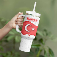 Turkey Flag Map Red and White Tumbler With Handle with National Symbol
