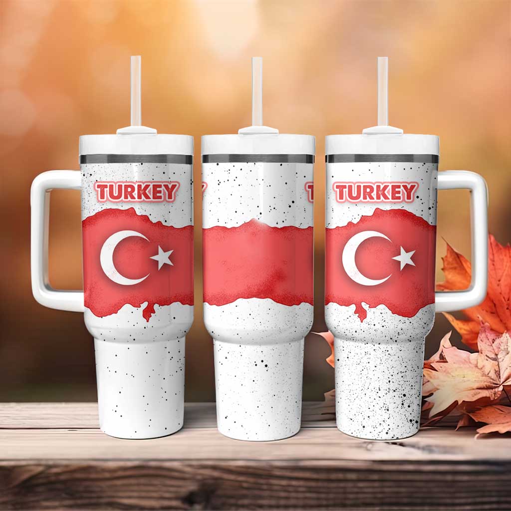 Turkey Flag Map Red and White Tumbler With Handle with National Symbol