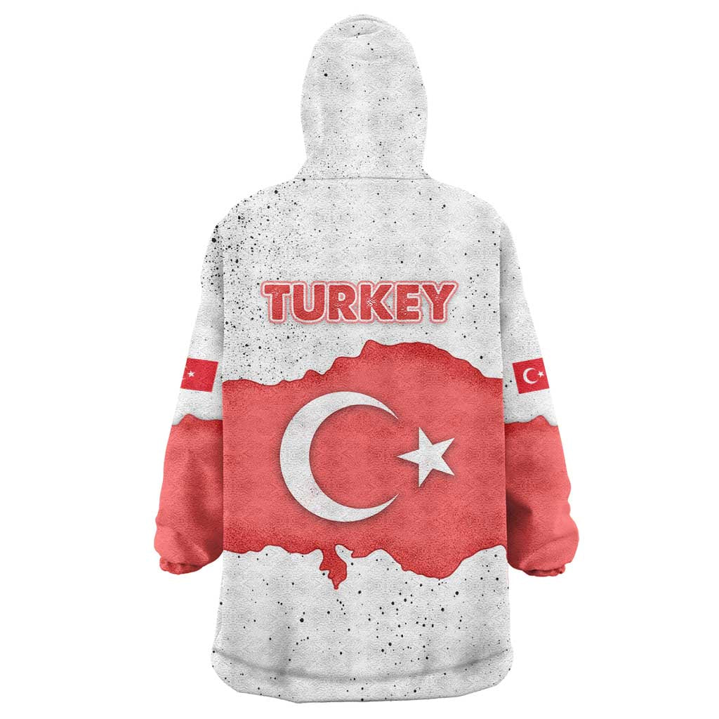 Turkey Flag Map Red and White Wearable Blanket Hoodie with National Symbol