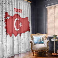Turkey Flag Map Red and White Window Curtain with National Symbol