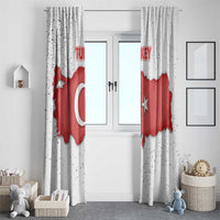Turkey Flag Map Red and White Window Curtain with National Symbol