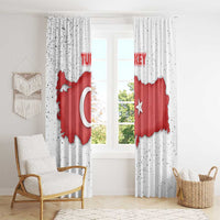 Turkey Flag Map Red and White Window Curtain with National Symbol