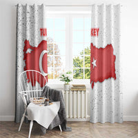 Turkey Flag Map Red and White Window Curtain with National Symbol