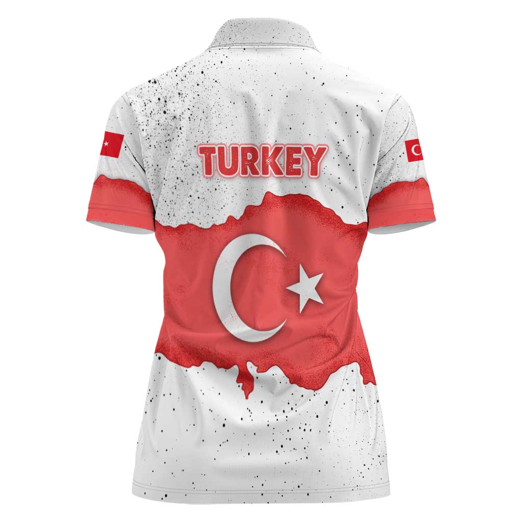 Turkey Flag Map Red and White Women Polo Shirt with National Symbol
