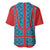 Blue Turkish Traditional Pattern and Red Baseball Jersey with National Flag Emblem