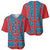 Blue Turkish Traditional Pattern and Red Baseball Jersey with National Flag Emblem