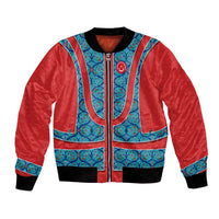 Blue Turkish Traditional Pattern and Red Bomber Jacket with National Flag Emblem