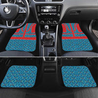 Blue Turkish Traditional Pattern and Red Car Mats with National Flag Emblem
