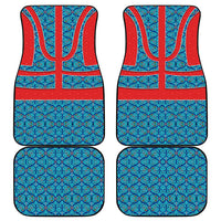 Blue Turkish Traditional Pattern and Red Car Mats with National Flag Emblem