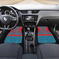 Blue Turkish Traditional Pattern and Red Car Mats with National Flag Emblem