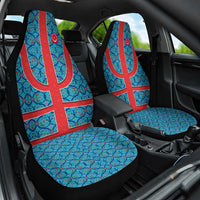 Blue Turkish Traditional Pattern and Red Car Seat Cover with National Flag Emblem