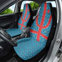 Blue Turkish Traditional Pattern and Red Car Seat Cover with National Flag Emblem