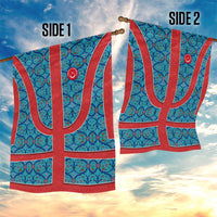 Blue Turkish Traditional Pattern and Red Garden Flag with National Flag Emblem
