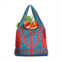 Blue Turkish Traditional Pattern and Red Grocery Bag with National Flag Emblem