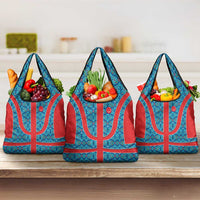 Blue Turkish Traditional Pattern and Red Grocery Bag with National Flag Emblem