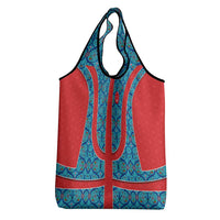 Blue Turkish Traditional Pattern and Red Grocery Bag with National Flag Emblem