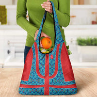 Blue Turkish Traditional Pattern and Red Grocery Bag with National Flag Emblem