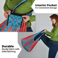 Blue Turkish Traditional Pattern and Red Grocery Bag with National Flag Emblem