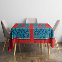 Blue Turkish Traditional Pattern and Red Tablecloth with National Flag Emblem