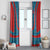 Blue Turkish Traditional Pattern and Red Window Curtain with National Flag Emblem