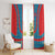 Blue Turkish Traditional Pattern and Red Window Curtain with National Flag Emblem