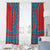 Blue Turkish Traditional Pattern and Red Window Curtain with National Flag Emblem