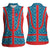 Blue Turkish Traditional Pattern and Red Women Sleeveless Polo Shirt with National Flag Emblem