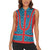 Blue Turkish Traditional Pattern and Red Women Sleeveless Polo Shirt with National Flag Emblem