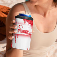 Turkey National Flag and Pattern Design 4 in 1 Can Cooler Tumbler with Red Brush Stroke Effect