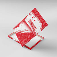 Turkey National Flag and Pattern Design Canvas Wall Art with Red Brush Stroke Effect