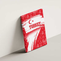 Turkey National Flag and Pattern Design Canvas Wall Art with Red Brush Stroke Effect