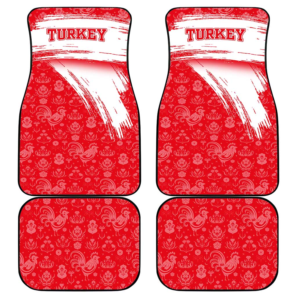 Turkey National Flag and Pattern Design Car Mats with Red Brush Stroke Effect