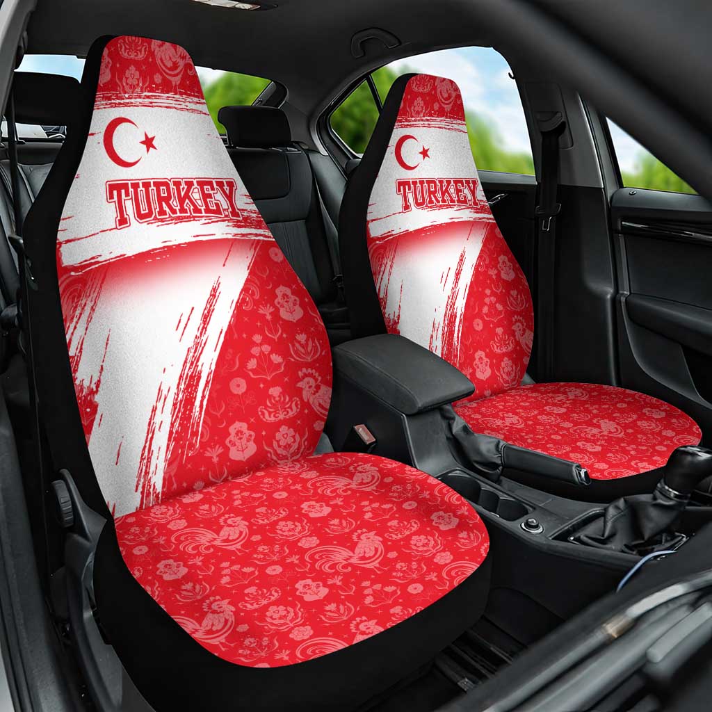 Turkey National Flag and Pattern Design Car Seat Cover with Red Brush Stroke Effect