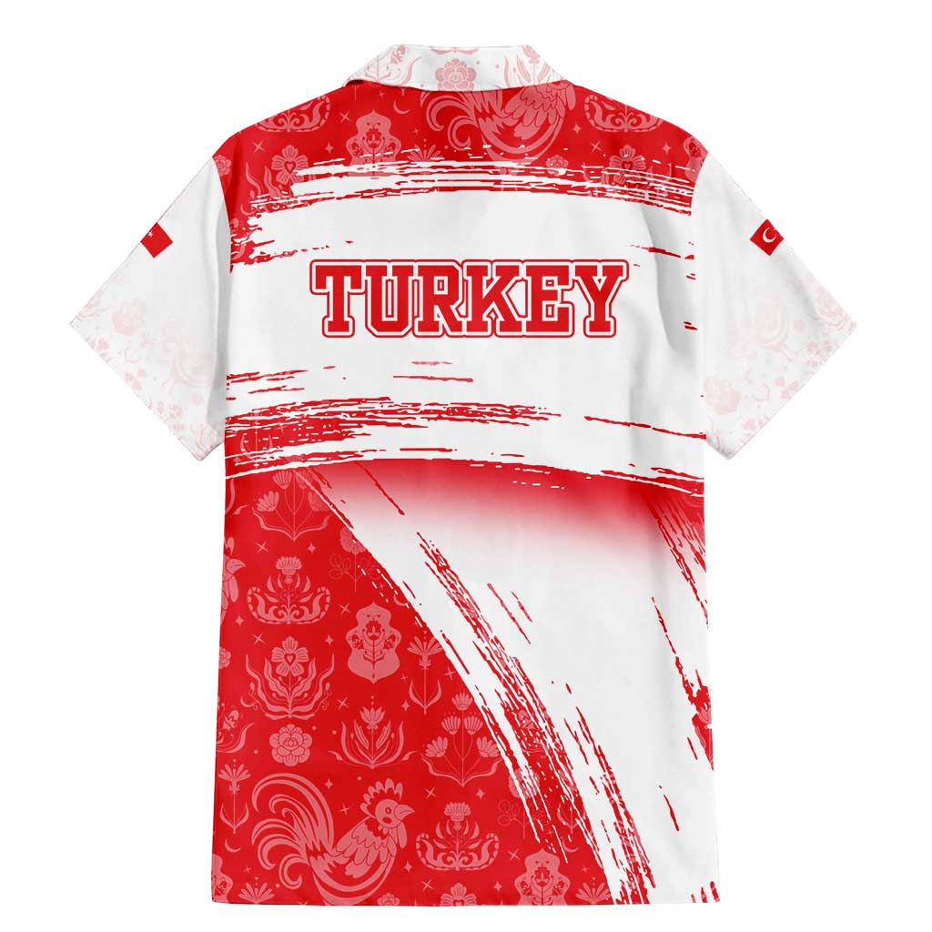 Turkey National Flag and Pattern Design Family Matching Mermaid Dress and Hawaiian Shirt with Red Brush Stroke Effect