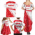 Turkey National Flag and Pattern Design Family Matching Summer Maxi Dress and Hawaiian Shirt with Red Brush Stroke Effect
