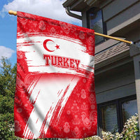Turkey National Flag and Pattern Design Garden Flag with Red Brush Stroke Effect