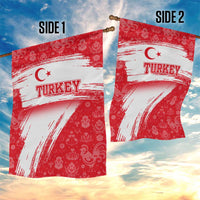 Turkey National Flag and Pattern Design Garden Flag with Red Brush Stroke Effect
