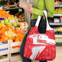 Turkey National Flag and Pattern Design Grocery Bag with Red Brush Stroke Effect