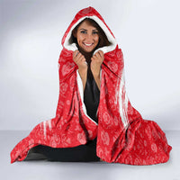 Turkey National Flag and Pattern Design Hooded Blanket with Red Brush Stroke Effect