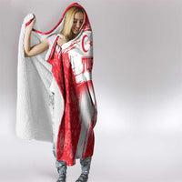 Turkey National Flag and Pattern Design Hooded Blanket with Red Brush Stroke Effect