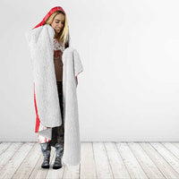 Turkey National Flag and Pattern Design Hooded Blanket with Red Brush Stroke Effect