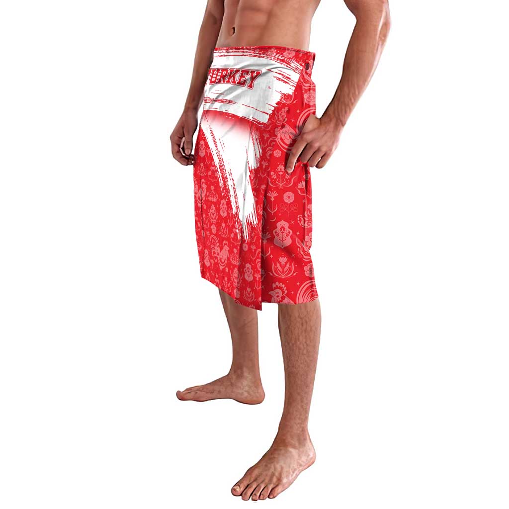Turkey National Flag and Pattern Design Lavalava with Red Brush Stroke Effect