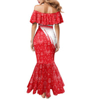 Turkey National Flag and Pattern Design Mermaid Dress with Red Brush Stroke Effect